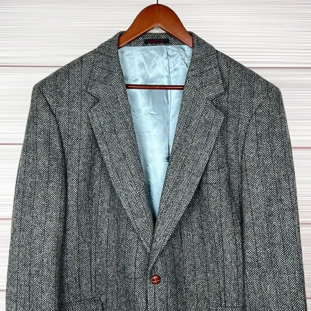 Boston Traders Men's Gray Wool Tweed Single Breasted Lined Sports Coat Blazer